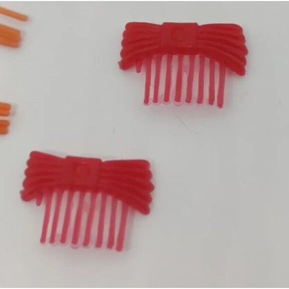 4 Vintage 1980s Barbie Hair Clips Orange Star Red Bows Accessories Fashion Doll - Picture 4 of 6